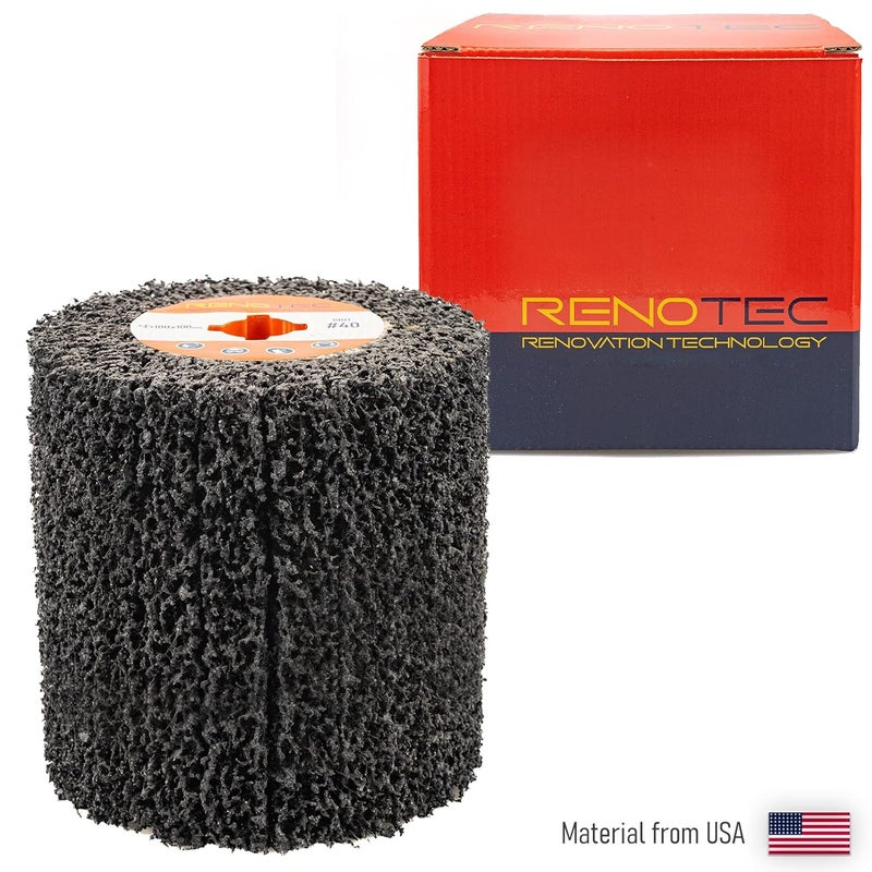 RENOTEC Black Cleaner Flap Wheels, Strip Drum, 110x100mm, 4 inch, for Pickling, Removing Rust, Paints, enamels, oxidations. for Burnishing Polishing Machine (40 GRIT) - Image 2
